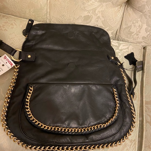 Sabina New York Black genuine Leather Crossbody/Messenger Bag NWT - Picture 3 of 16